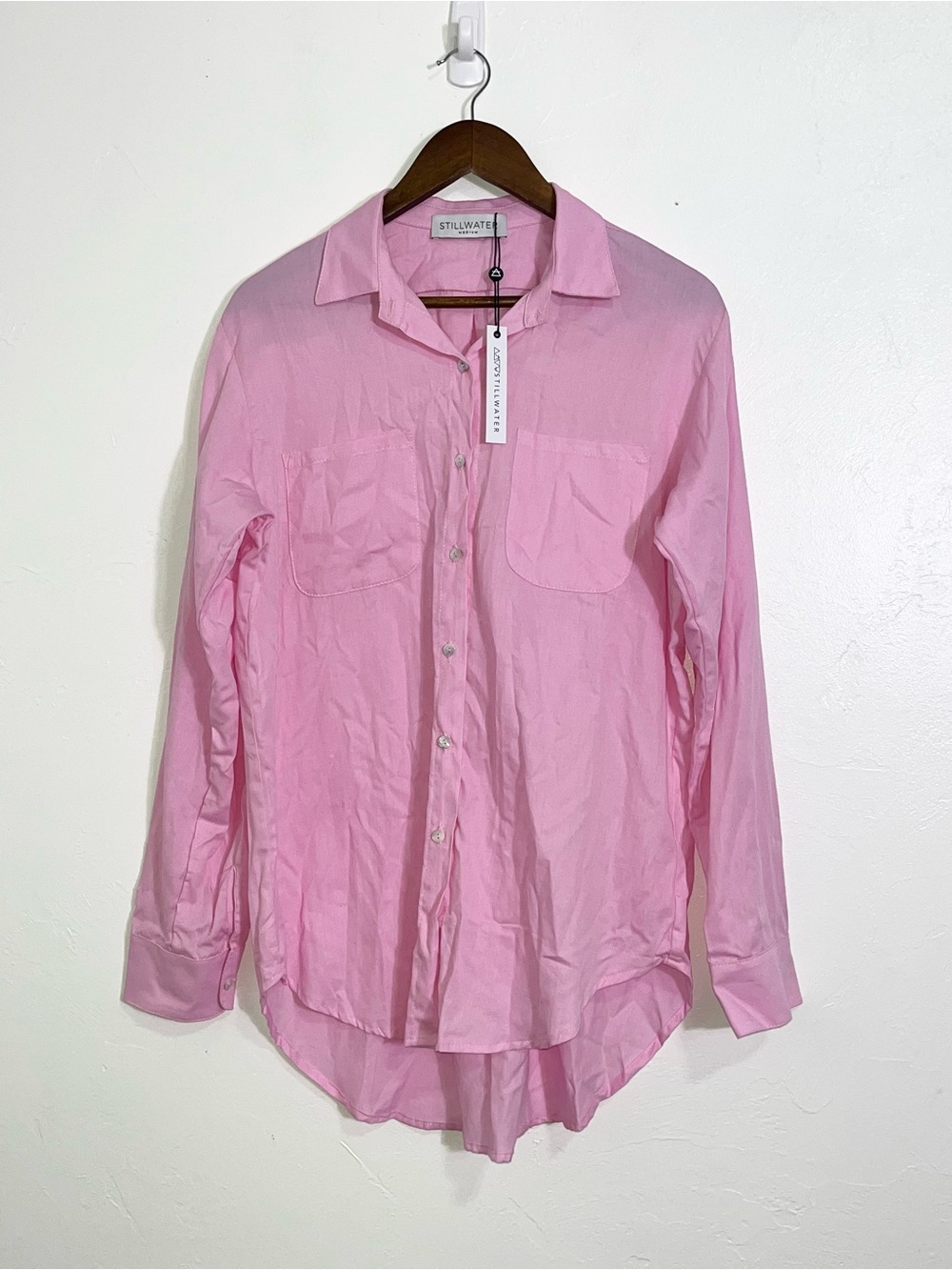 NWT Stillwater The Favorite Shirt Pink Long Sleeve Cotton Button Down Size M